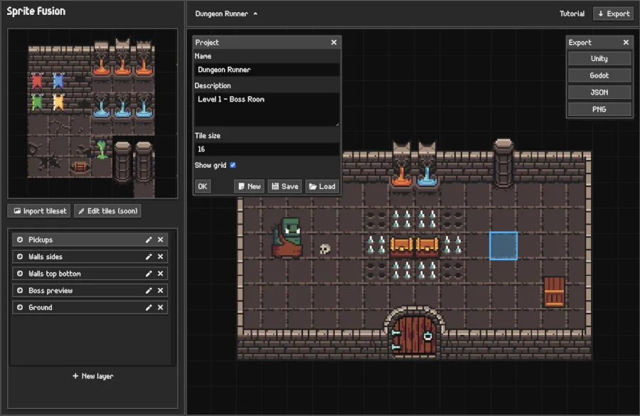 Sprite Fusion Editor tilemap 2D